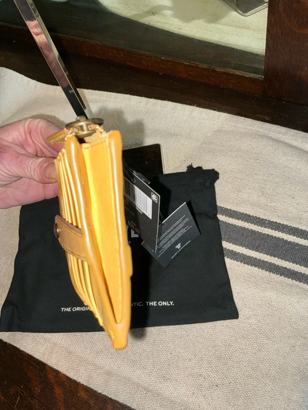 NWT Frye Melissa Leather Snap Card Wallet Yellow Mustard Retail $98